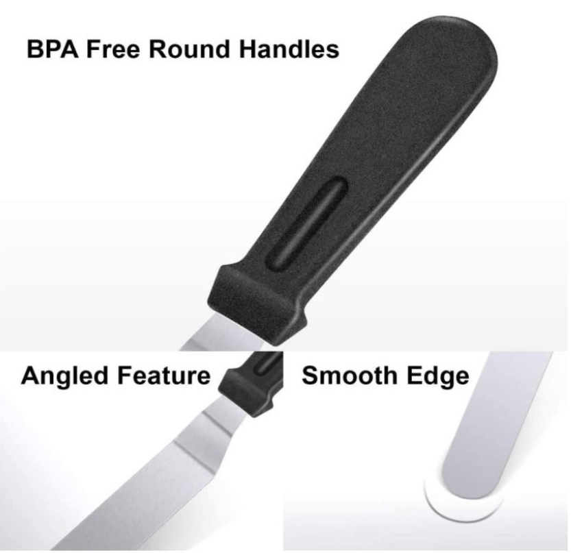 🇸🇬3pcs / 7pcs LONG offset spatula angled smoother palette knife stainless steel buttercream spreader