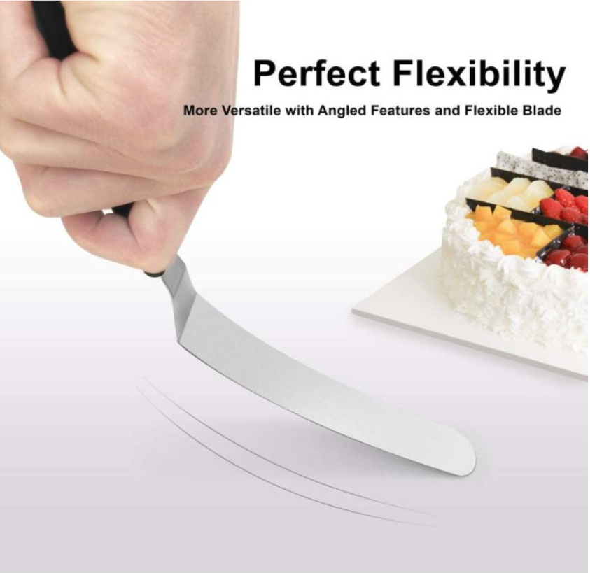 🇸🇬3pcs / 7pcs LONG offset spatula angled smoother palette knife stainless steel buttercream spreader
