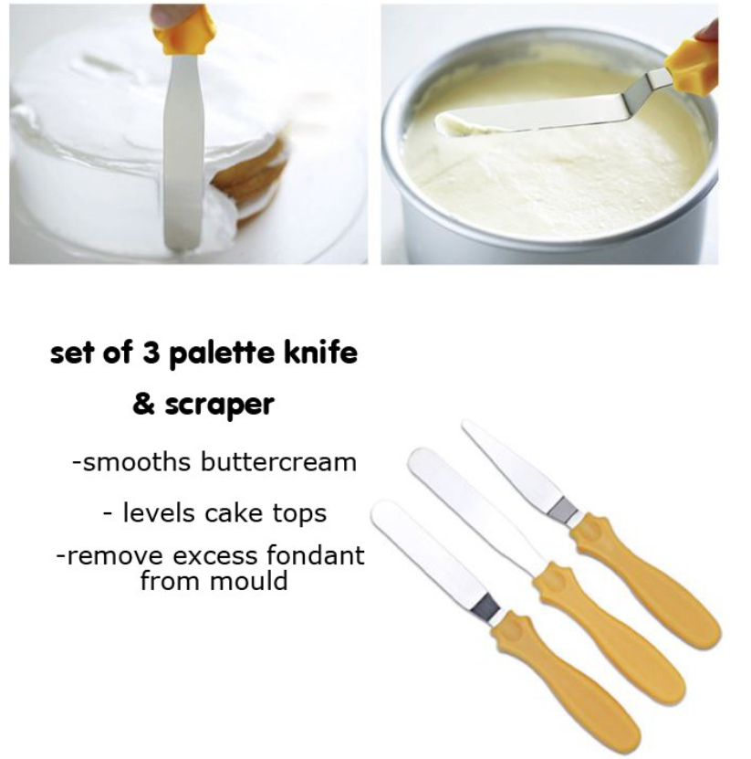 3pcs set Palette knife set - Angled spatula buttercream scraper smoother leveler cake decorating tool spatula