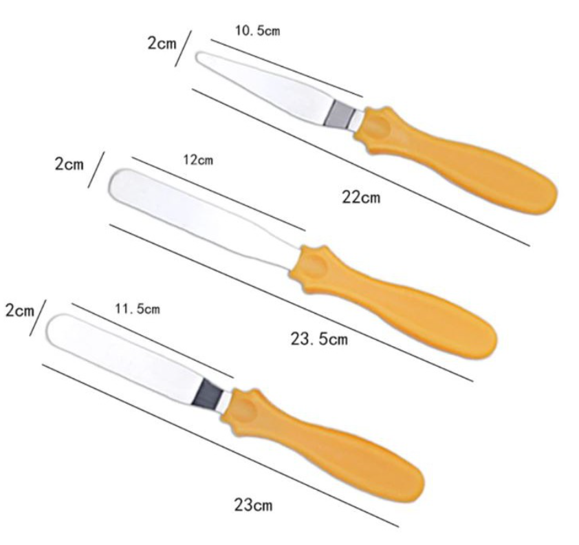 3pcs set Palette knife set - Angled spatula buttercream scraper smoother leveler cake decorating tool spatula