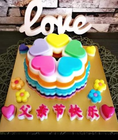10 inch Large stacked effect heart shape agar agar jelly mould