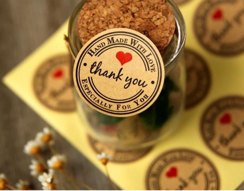 105pcs Thank you stickers baked goods package decoration label brownie cookie gratitude handmade with love sticker