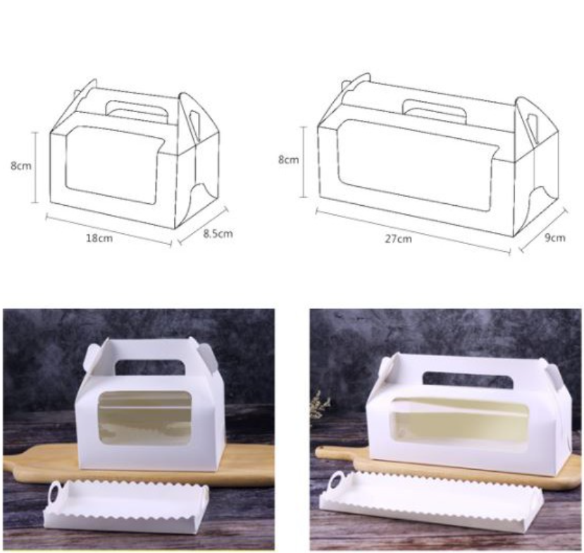 5pcs swiss roll box - log cake box paper box roll cake packaging transparent window cake box for roll cake