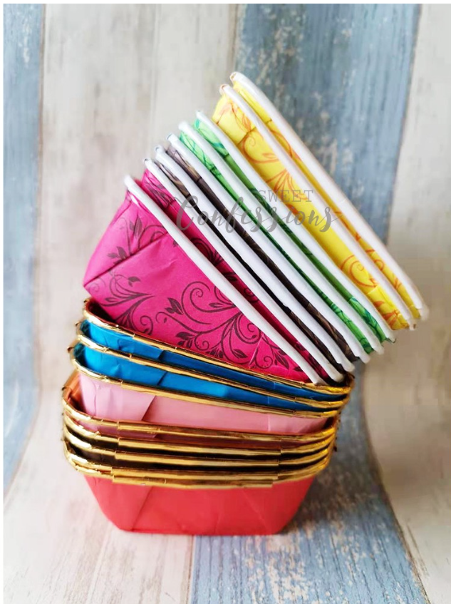 10pcs Gold foil loaf baking tray paper baking cups liners greaseproof mould mini cake pan
