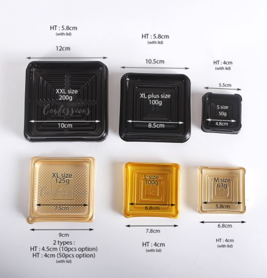 ๐ธ๐ฌ(6 sizes) 50pcs mooncake box / food tray container / cake box cover lid / brownie box / disposable box inserts trays