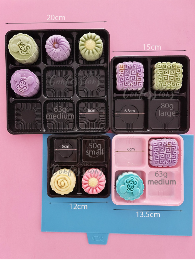 (10pcs) mini tart tray mooncake box cake brownie box disposable food tray 4 compartment packaging box fruit tart box