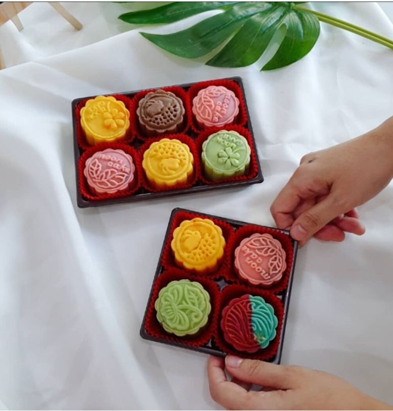 🇸🇬(10pcs) mini tart tray mooncake box cake brownie box disposable food tray 4 compartment packaging box fruit tart box