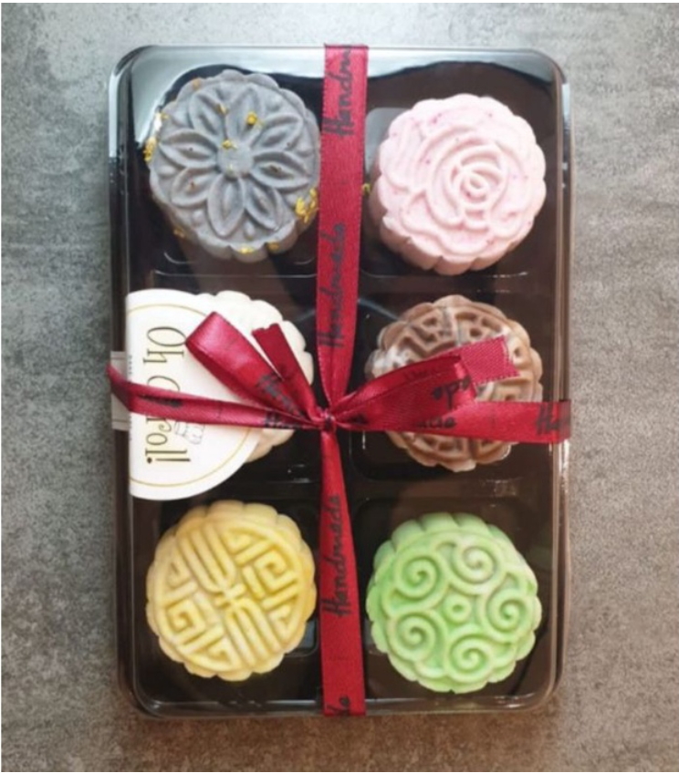 🇸🇬(10pcs) mini tart tray mooncake box cake brownie box disposable food tray 4 compartment packaging box fruit tart box