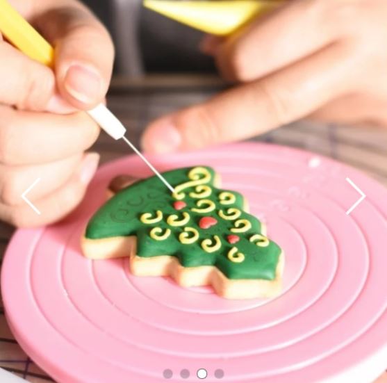 Mini decorating turntable for small cake royal icing cookies or cupcake