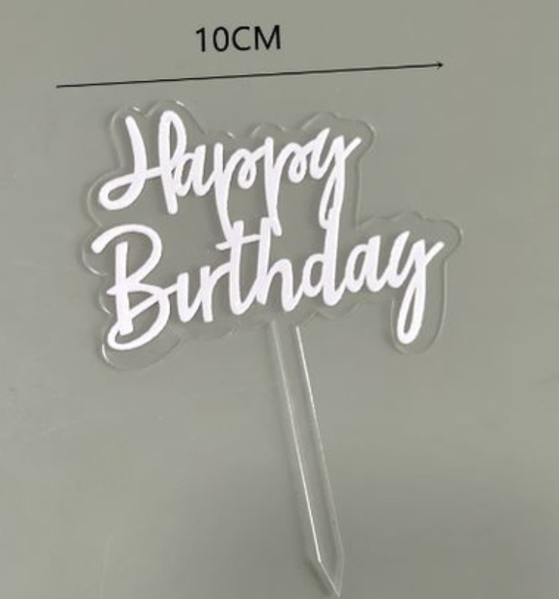 Happy birthday topper yellow blue pink black celebration cake gift tag