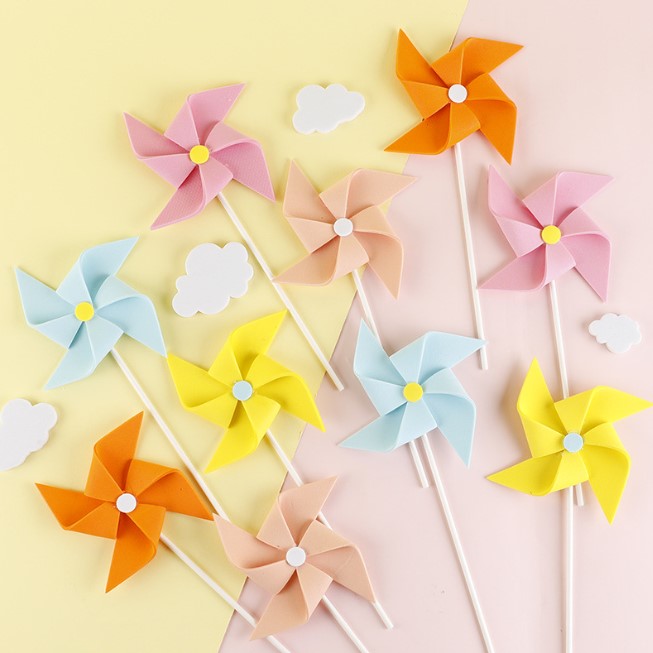 Windmill cake topper pinwheel baby cake decorating tool children cake
