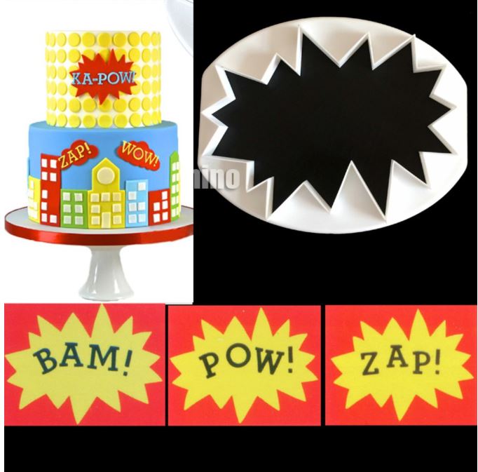 WOW exclamation shoutout super hero kapow zap bang large fondant cutter