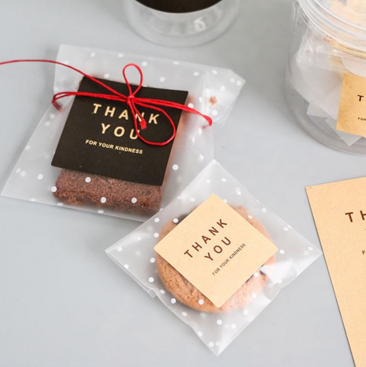 100pcs wrappers - self adhesive cookie bag transparent translucent food gift wrapper