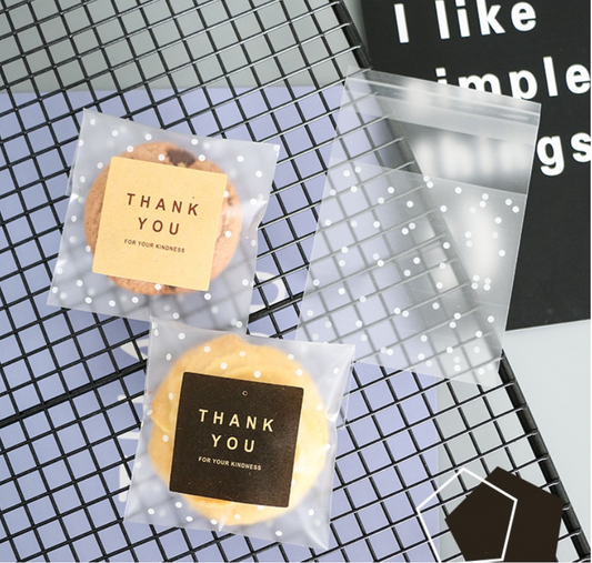 100pcs wrappers - self adhesive cookie bag transparent translucent food gift wrapper