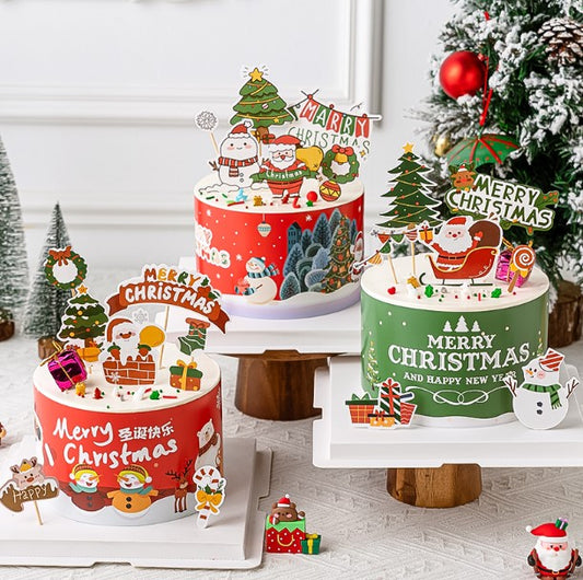 Christmas cake topper xmas tree snowman gingerbread boy cottage house cupcake decoration