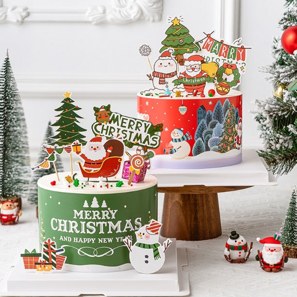 Christmas cake topper xmas tree snowman gingerbread boy cottage house cupcake decoration