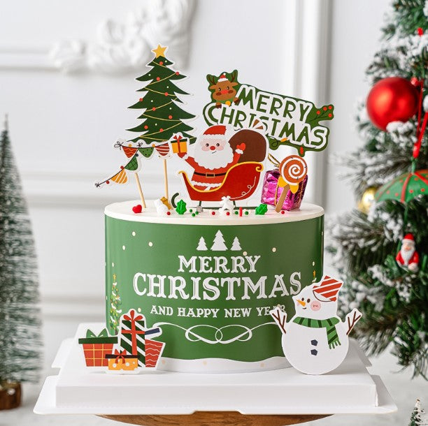 Christmas cake topper xmas tree snowman gingerbread boy cottage house cupcake decoration