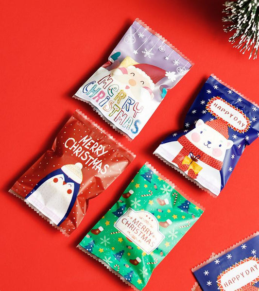 π₯ 100pcs christmas packaging bag xmas cookie bag merry christmas gift bag red biscuit heat sealed sealer wrapper