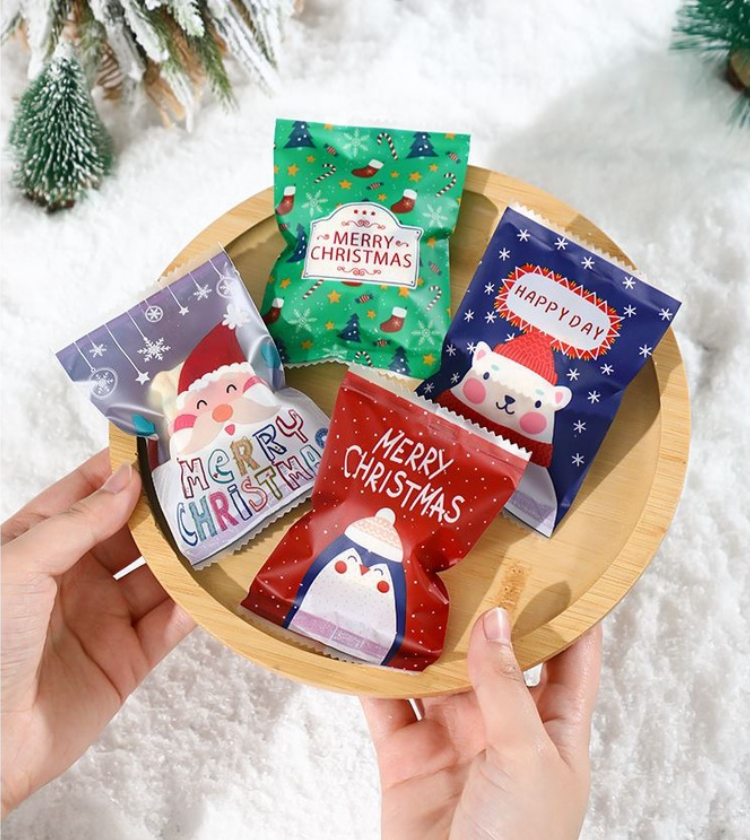🔥 100pcs christmas packaging bag xmas cookie bag merry christmas