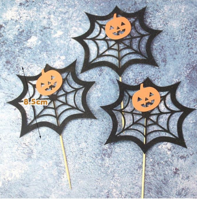 6pcs Halloween cake topper haunted house witch pumpkin cake decoration