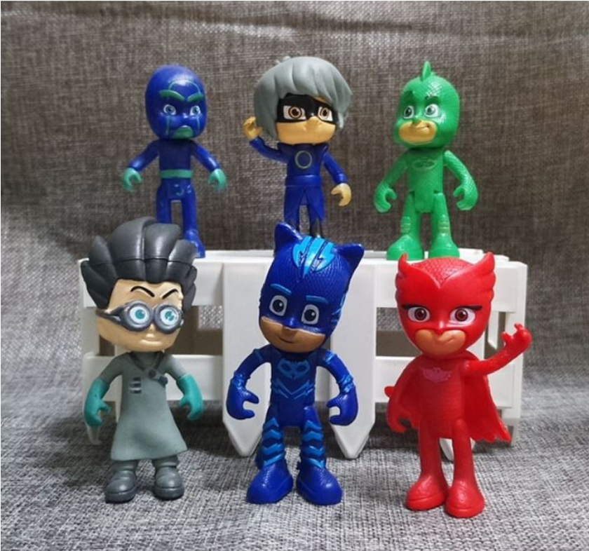 6pcs PJ mask toy figurine blue cloud star cake decorating topper