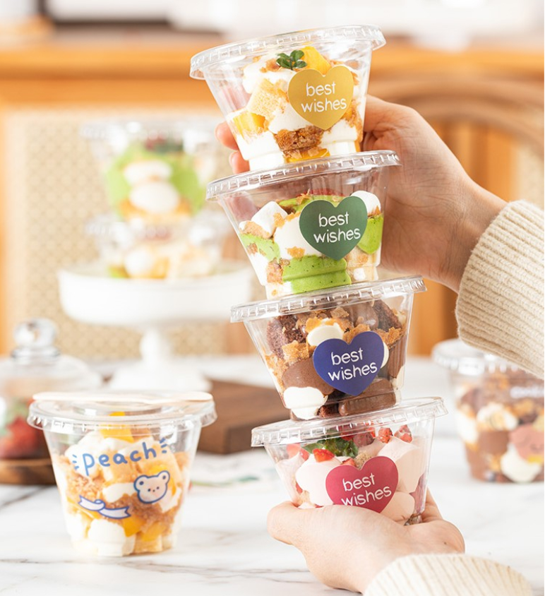 🇸🇬 10pcs pudding cup plastic container takeaway jelly box mousse cup tiramisu box