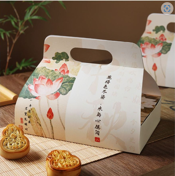 5pcs Paper basket Cake & pastries mooncake packaging box takeaway CNY box