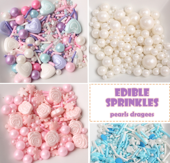 🇸🇬 50g / 50ml sprinkles dragees cupcake decoration sugar pearls nonpareils edible glitter ball sprinkle rod