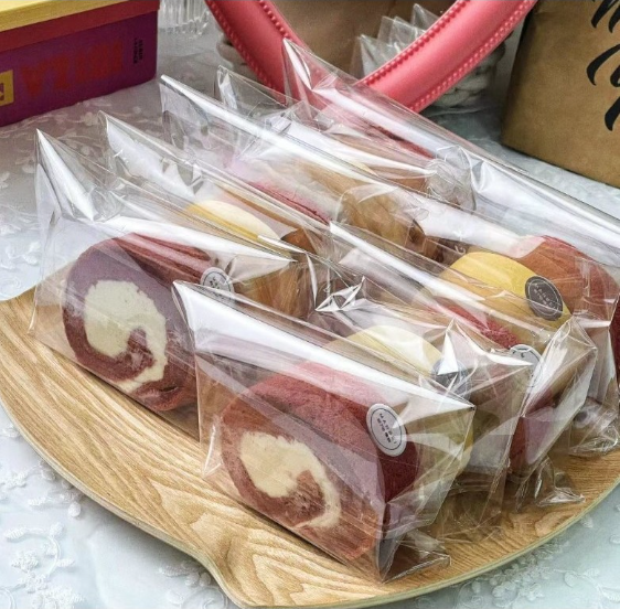 100pcs bun wrapper cookie bag bread storage bag plastic transparent bag adhesive wrappers