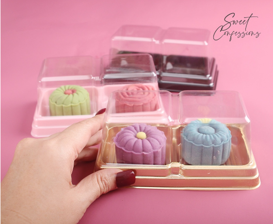 (10pcs) TALL 2 cavity shanghai mooncake tray mooncake box transparent clear pastry double box 双月饼盒