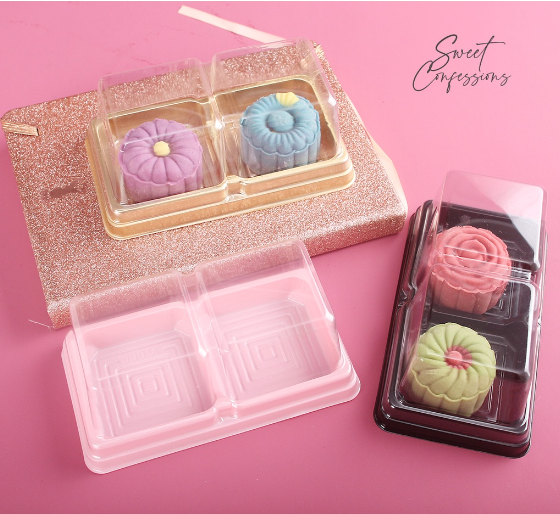 (10pcs) TALL 2 cavity shanghai mooncake tray mooncake box transparent clear pastry double box 双月饼盒