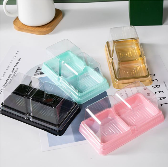 (10pcs) TALL 2 cavity shanghai mooncake tray mooncake box transparent clear pastry double box 双月饼盒