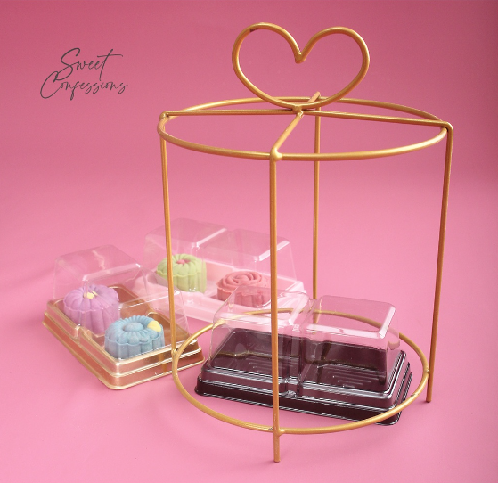 (10pcs) TALL 2 cavity shanghai mooncake tray mooncake box transparent clear pastry double box 双月饼盒