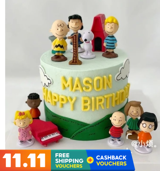 11pcs Snoopy figurines Charlie Brown cake topper toy for cake decoration