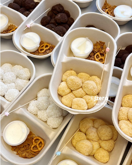 (10pcs) 2 cavity mochi box muah chee bento box recyclable eco-friendly packaging
