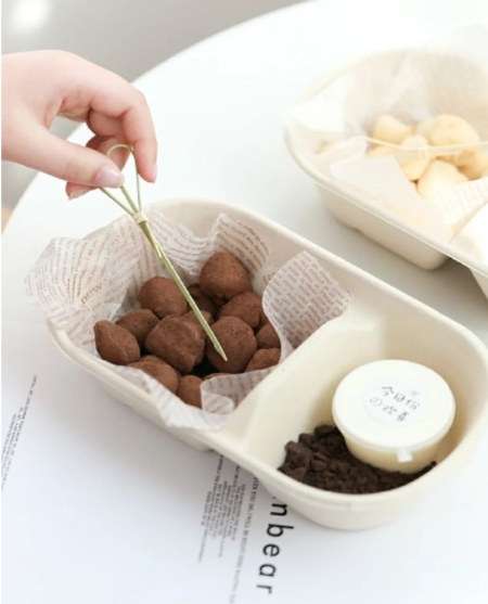 (10pcs) 2 cavity mochi box muah chee bento box recyclable eco-friendly packaging