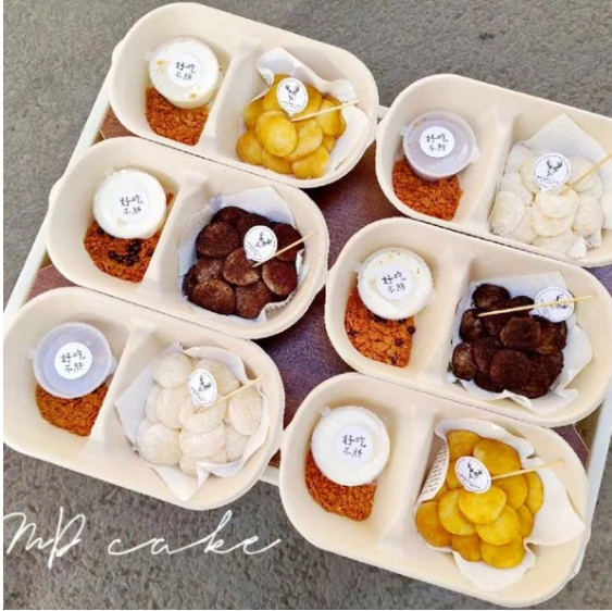 (10pcs) 2 cavity mochi box muah chee bento box recyclable eco-friendly packaging