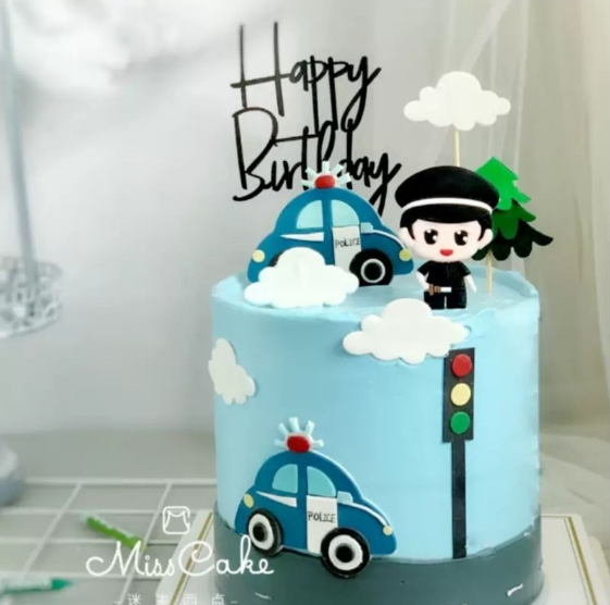 8pcs Police cake topper policeman police car paper toppers for cake decoration 警擦蛋糕