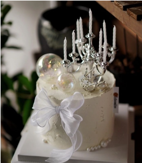 Transparent ball cake topper pearl christmas ball decoration