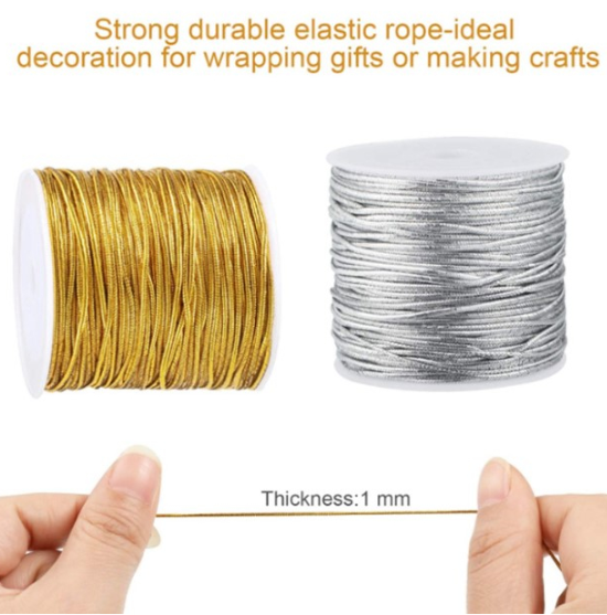 20 metres elastic string 1mm rope band hamper ribbon cord tinsel gift wrapping