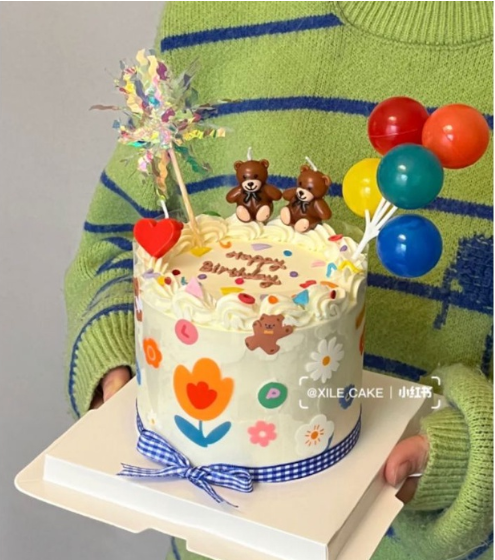 (Toppers) Bear & balloon party children day kids birthday cake decoration topper