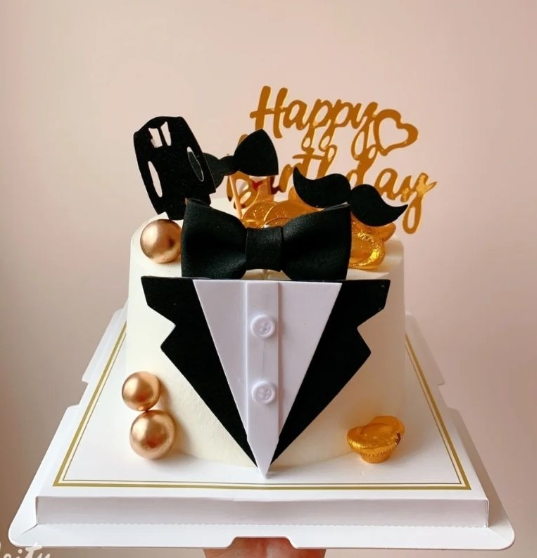 Suits Tuxedo Father's day dad birthday necktie gentleman topper man cake decoration
