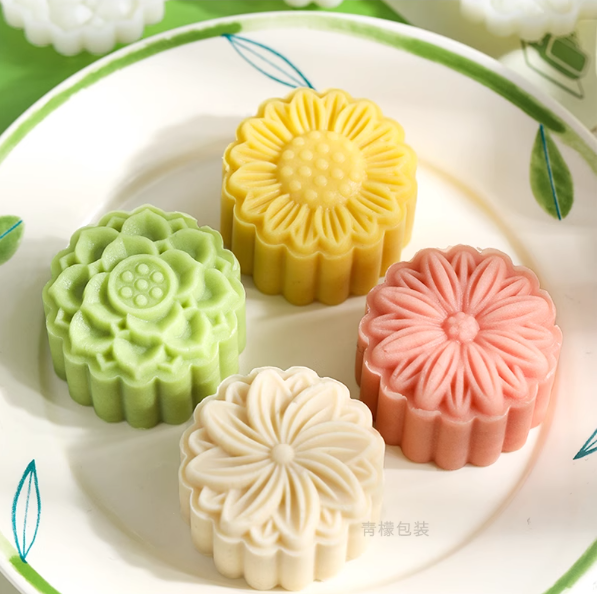 6 pattern rose mooncake mould plunger press 月饼模 50g mooncake presser