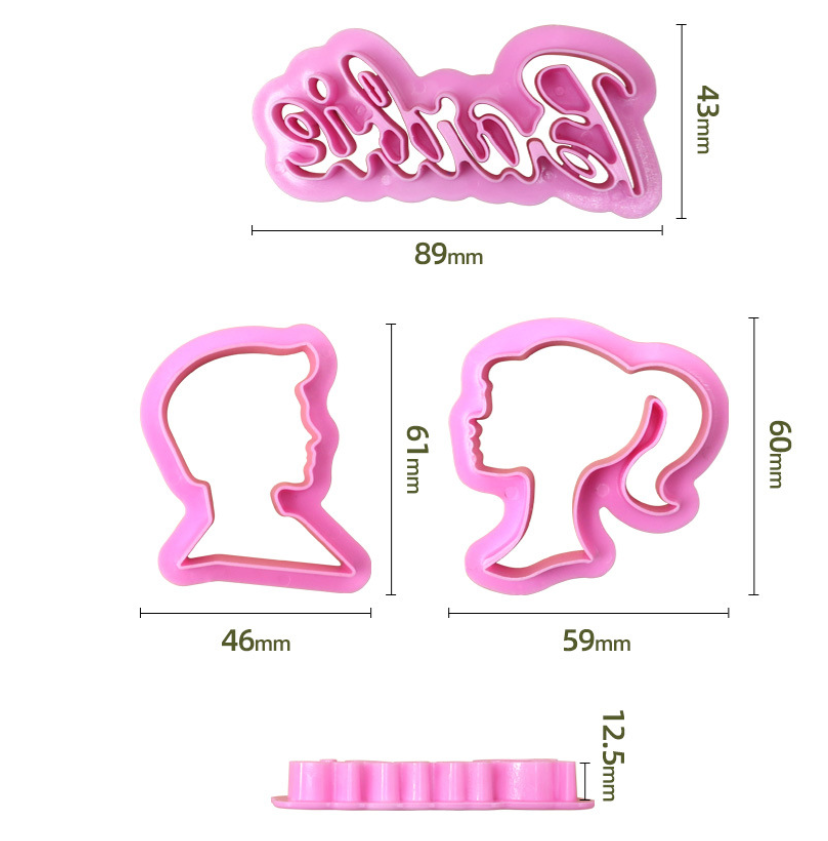3pcs Barbie Cutter Cake mould fondant cutters