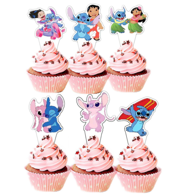 Lilo & Stitch Cake Topper Figurine Cake Decoration Forest Fern Paper Card
