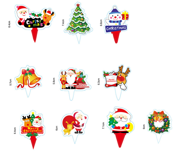 50pcs Christmas Paper toppers for Cupcakes
