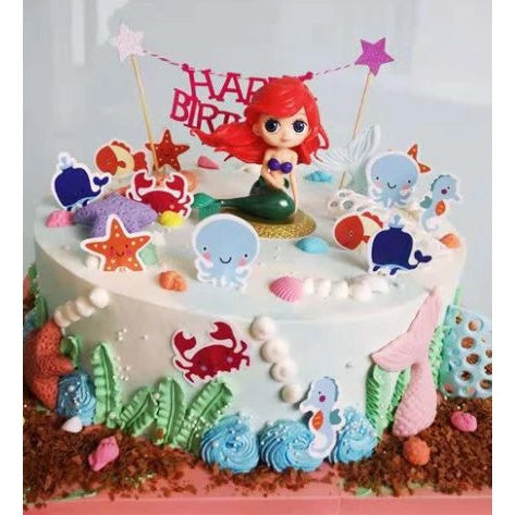 24pcs Aquatic Animal Cupcake Toppers Cake Decoration Starfish Octopus Crab Seahorse toppers