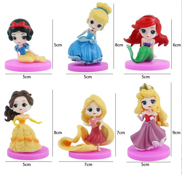 6pcs Disney Princess Figurine Cake Topper