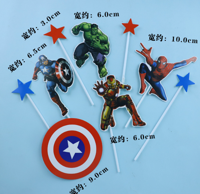 Avengers 6pcs figurine set Captain america iron man thor batman spiderman superman toy figure cake topper