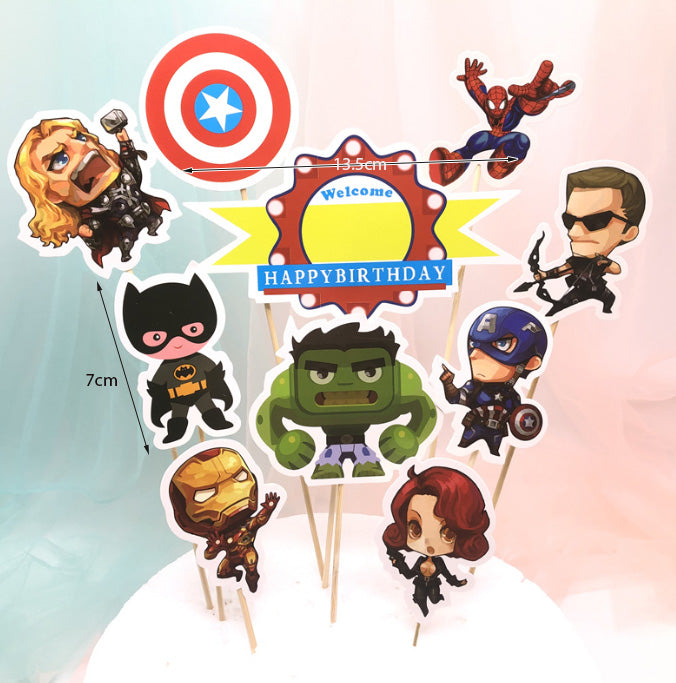 Avengers 6pcs figurine set Captain america iron man thor batman spiderman superman toy figure cake topper